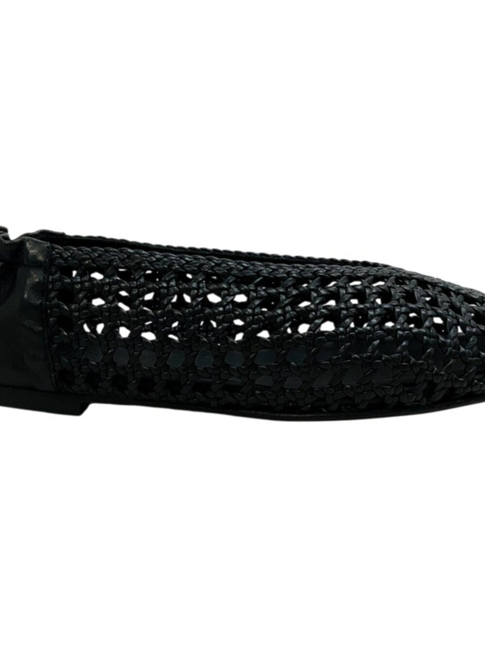 Freda Salvador Black Leather Riley Woven Round Toe Flats - Picture 2 of 11